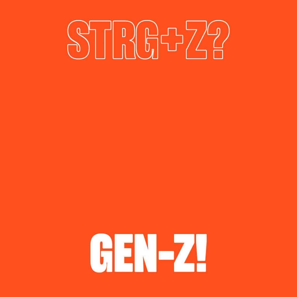 Titelbild vom Lehrlingsworkshop "Nachhaltigkeitsexperte". Es beinhaltet den Text "Strg+Z" und "Gen-Z!"